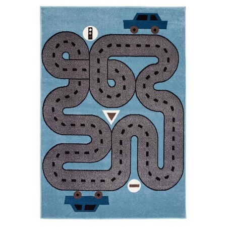 Palacedesigns 4 x 6 ft. Blue Imaginative Racetrack Area Rug - Blue - 4' x 6' PA3087241